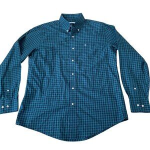 Southern Tide Men's Size Large Long Sleeve Button-Down Plaid Shirt Blue Green